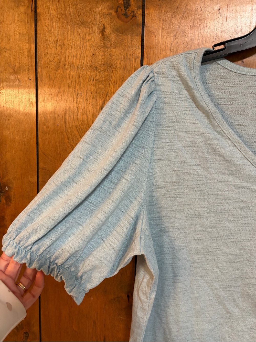 LC Lauren Conrad Pale Blue V-Neck Puff Sleeve Tee - Picture 3 of 7
